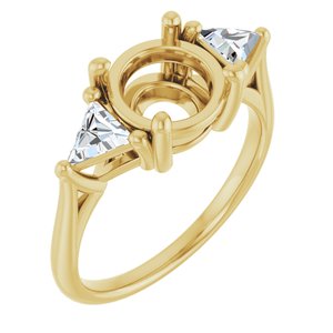 14K Yellow Gold 8 mm Round 3/8 CTW Lab-Grown Diamond Semi-Set Engagement Ring