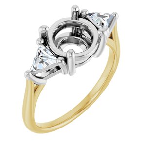 14K Yellow/White Gold 8 mm Round 3/8 CTW Lab-Grown Diamond Semi-Set Engagement Ring