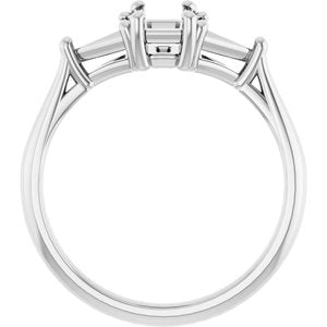 14K White Gold 6x4 mm Emerald Engagement Ring Mounting