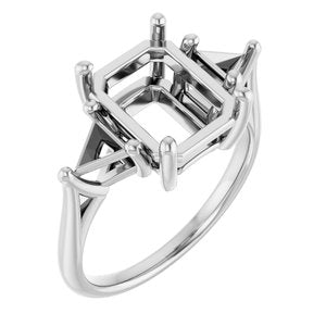 14K White Gold 10x8 mm Emerald Engagement Ring Mounting