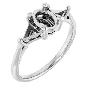 14K White Gold 7x5 mm Oval Engagement Ring Mounting