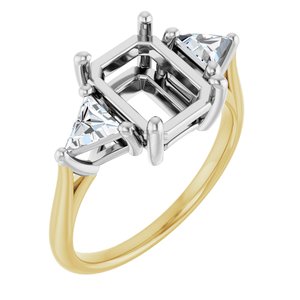 14K Yellow/White Gold 9x7 mm Emerald 5/8 CTW Lab-Grown Diamond Semi-Set Engagement Ring