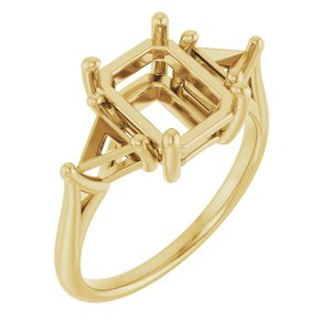 14K Yellow Gold 9x7 mm Emerald Engagement Ring Mounting