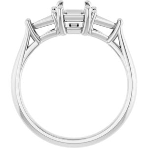 14K White Gold 7x5 mm Emerald Engagement Ring Mounting