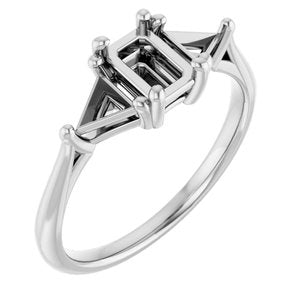 14K White Gold 6x4 mm Emerald Engagement Ring Mounting
