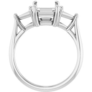 14K White Gold 9x7 mm Emerald Engagement Ring Mounting