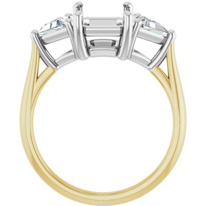 14K Yellow/White Gold 9x7 mm Emerald 5/8 CTW Lab-Grown Diamond Semi-Set Engagement Ring