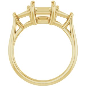 14K Yellow Gold 9x7 mm Emerald Engagement Ring Mounting