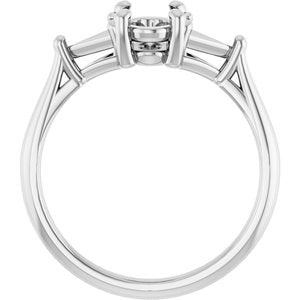 14K White Gold 7x5 mm Oval Engagement Ring Mounting