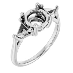 14K White Gold 7.4 mm Round Engagement Ring Mounting