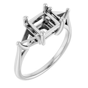 14K White Gold 6.5 mm Square Engagement Ring Mounting