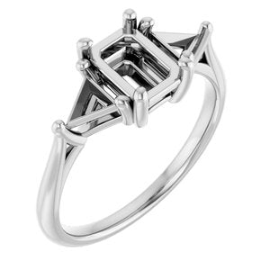 14K White Gold 7x5 mm Emerald Engagement Ring Mounting