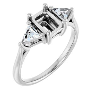 14K White Gold 7x5 mm Emerald 5/8 CTW Lab-Grown Diamond Semi-Set Engagement Ring
