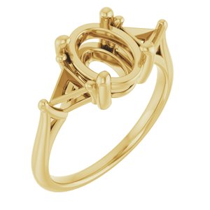 14K Yellow Gold 9x7 mm Oval Engagement Ring Mounting
