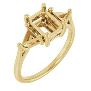 14K Yellow Gold 8x6 mm Emerald Engagement Ring Mounting