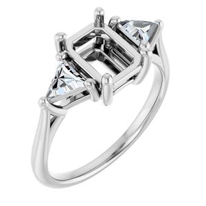 14K White Gold 8x6 mm Emerald 5/8 CTW Lab-Grown Diamond Semi-Set Engagement Ring