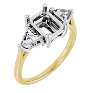 14K Yellow/White Gold 8x6 mm Emerald 5/8 CTW Lab-Grown Diamond Semi-Set Engagement Ring
