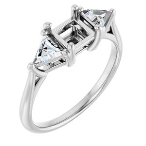 14K White Gold 5 mm Square 5/8 CTW Lab-Grown Diamond Semi-Set Engagement Ring