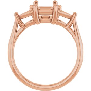 14K Rose Gold 8x6 mm Emerald Engagement Ring Mounting