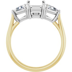 14K Yellow/White Gold 8x6 mm Emerald 5/8 CTW Lab-Grown Diamond Semi-Set Engagement Ring