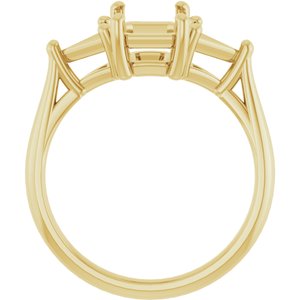 14K Yellow Gold 8x6 mm Emerald Engagement Ring Mounting