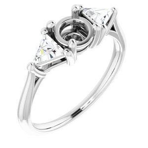 14K White Gold 5.5 mm Round 3/8 CTW Natural Diamond Semi-Set Engagement Ring