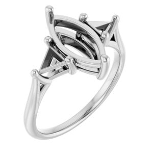 10K White Gold 12x6 mm Marquise Engagement Ring Mounting