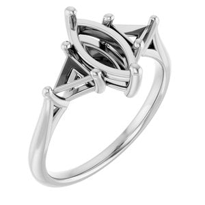 14K White Gold 10x5 mm Marquise Engagement Ring Mounting