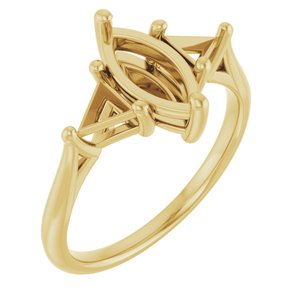 14K Yellow Gold 10x5 mm Marquise Engagement Ring Mounting