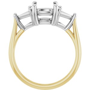 14K Yellow/White Gold 7x7 mm Cushion Engagement Ring Mounting