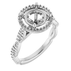 14K White Gold  8.2 mm Round Engagement Ring Mounting