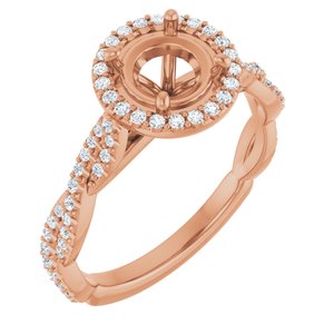 14K Rose Gold 6.5 mm Round 1/4 CTW Natural Diamond Semi-Set Engagement Ring