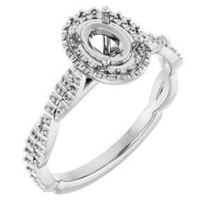 14K White Gold  7x5 mm Oval Engagement Ring Mounting