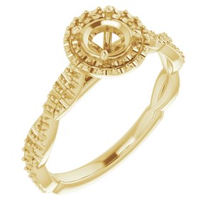 14K Yellow Gold  5.2 mm Round Engagement Ring Mounting