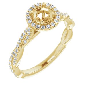 14K Yellow Gold 5.2 mm Round 1/4 CTW Natural Diamond Semi-Set Engagement Ring 