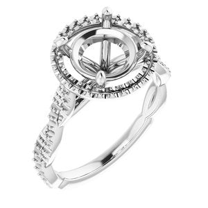 14K White Gold  8.8 mm Round Engagement Ring Mounting