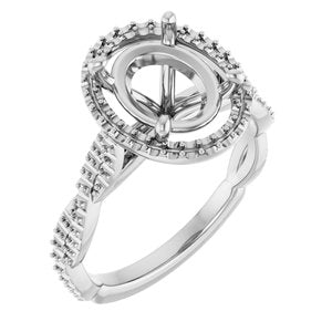 14K White Gold  10x8 mm Oval Engagement Ring Mounting
