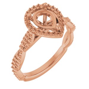 14K Rose Gold  8x6 mm Pear Engagement Ring Mounting