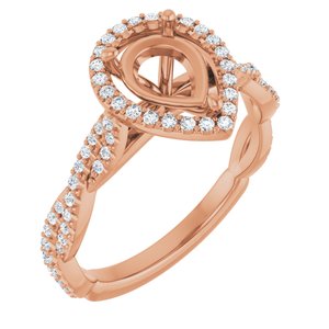 14K Rose Gold 8x6 mm Pear 1/4 CTW Natural Diamond Semi-Set Engagement Ring