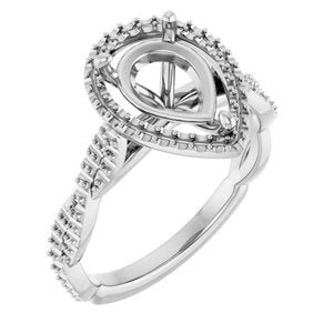 14K White Gold  10x7 mm Pear Engagement Ring Mounting
