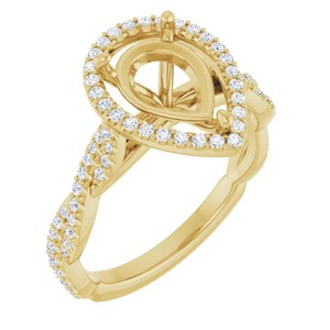 14K Yellow Gold 10 x 7 mm Pear 1/4 CTW Lab-Grown Diamond Semi-Set Engagement Ring