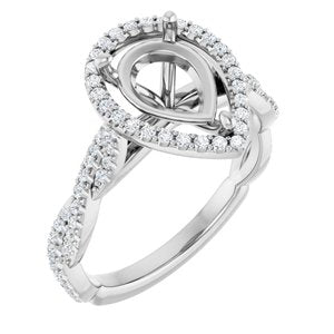 14K White Gold 10 x 7 mm Pear 1/4 CTW Lab-Grown Diamond Semi-Set Engagement Ring