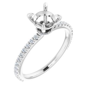 14K White Gold 7 mm Round 1/3 CTW Lab-Grown Diamond Semi-Set Engagement Ring