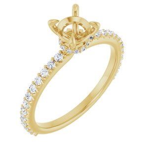 14K Yellow Gold 5.8 mm Round 1/4 CTW Natural Diamond Semi-Set Engagement Ring 