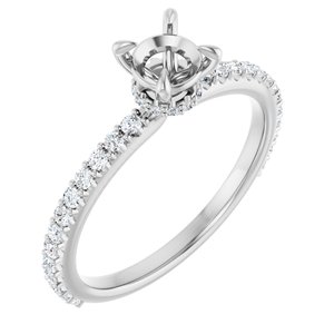 14K White Gold 5.2 mm Round 1/4 CTW Natural Diamond Semi-Set Engagement Ring