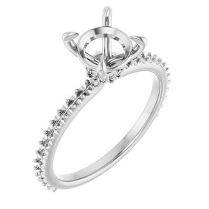 14K White Gold  7.4 mm Round Engagement Ring Mounting