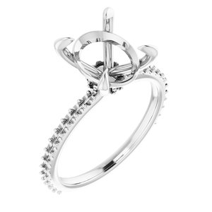 14K White Gold  11x9 mm Oval Engagement Ring Mounting