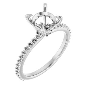 14K White Gold  8 mm Round Engagement Ring Mounting