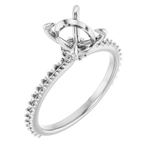 14K White Gold  9x7 mm Oval Engagement Ring Mounting