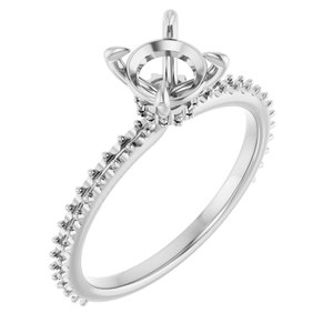 14K White Gold  6.5 mm Round Engagement Ring Mounting